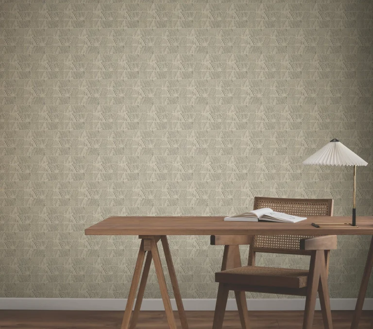 Woodcut Wallpaper - Black & Linen — Ảnh 4