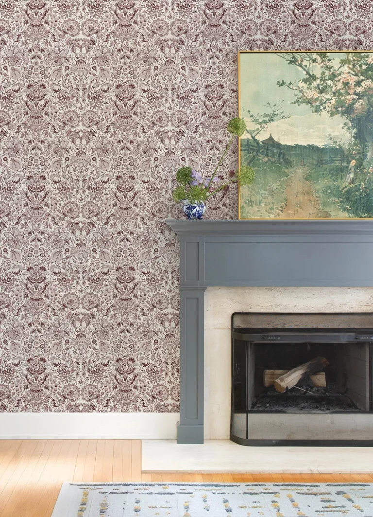 Blanche Floral Damask Wallpaper - Plum — Ảnh 3