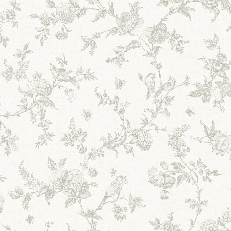 Chesapeake Nightingale Floral Trail Wallpaper - Taupe — Image 3
