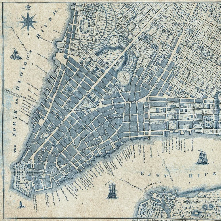 Old Vintage City Map New York - Wall Mural 5019 - 8 Panel - 384cm x 260cm — Image 2