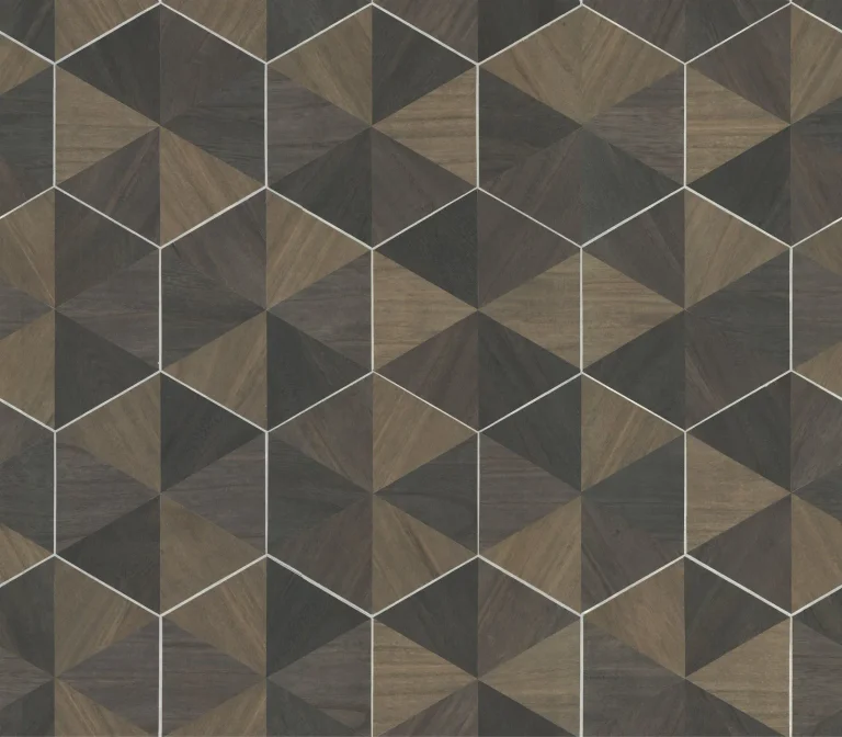 Ronald Redding Hexagram Wood Veneer Wallpaper - Brown & Black — Ảnh 4