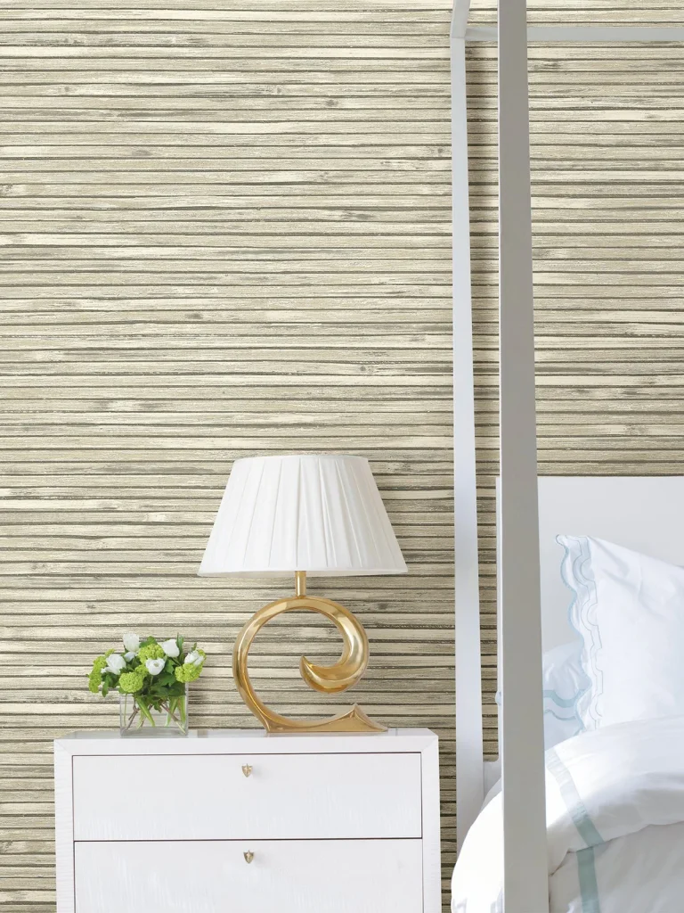 Bellport Wooden Slat Wallpaper - Ivory