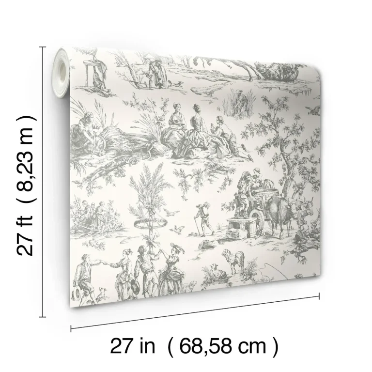 Seasons Toile Wallpaper - Grey — Image 4