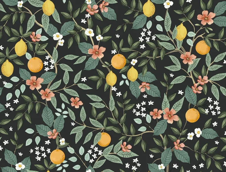 Rifle Paper Co. Citrus Grove Peel and Stick Wallpaper - Black — Ảnh 5