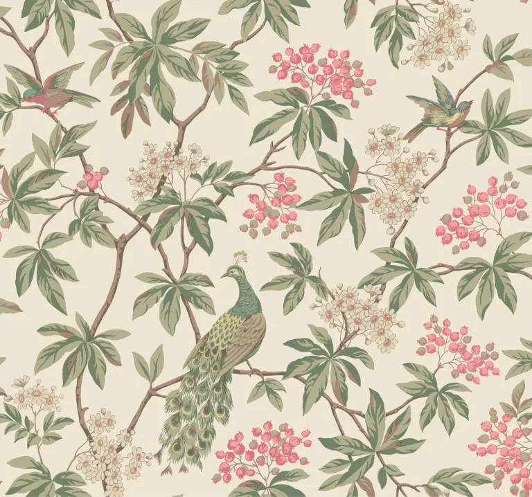 Ronald Redding Peacock Estate Wallpaper - Cream — Ảnh 4