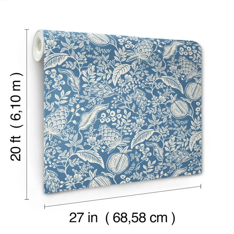 Rifle Paper Co. Pomegranate Peel and Stick Wallpaper - Blue & Ivory — Ảnh 7