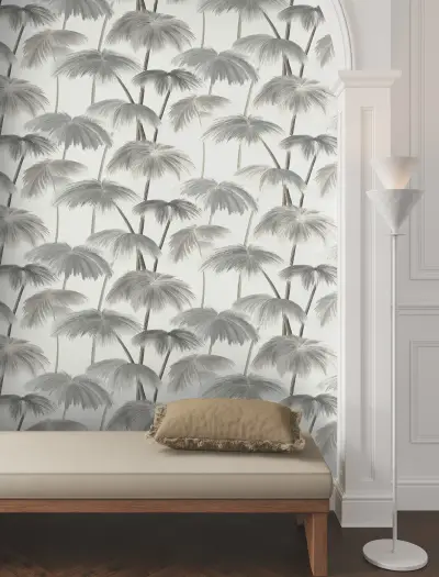 Plein Air Palms Wallpaper - Black & White