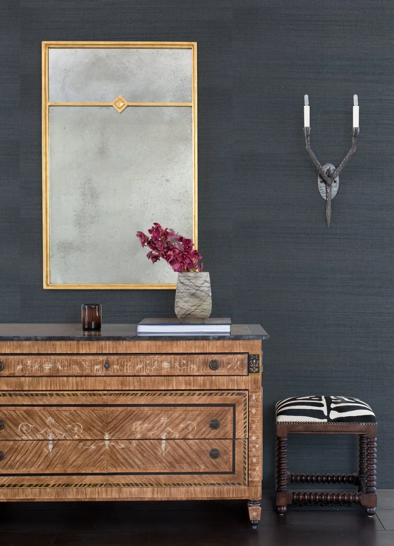 Victoria Sisal Grasscloth Wallpaper - Indigo — Ảnh 5