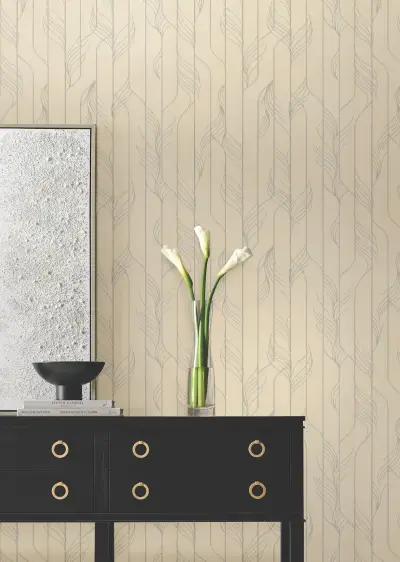 Candice Olson Elemental Thread Wallpaper - Neutral Pearl & Silver