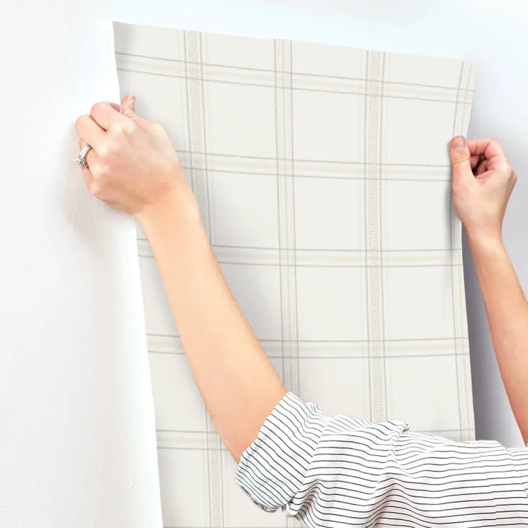 Chesapeake Auberge Plaid Wallpaper - White and Cream — Ảnh 7