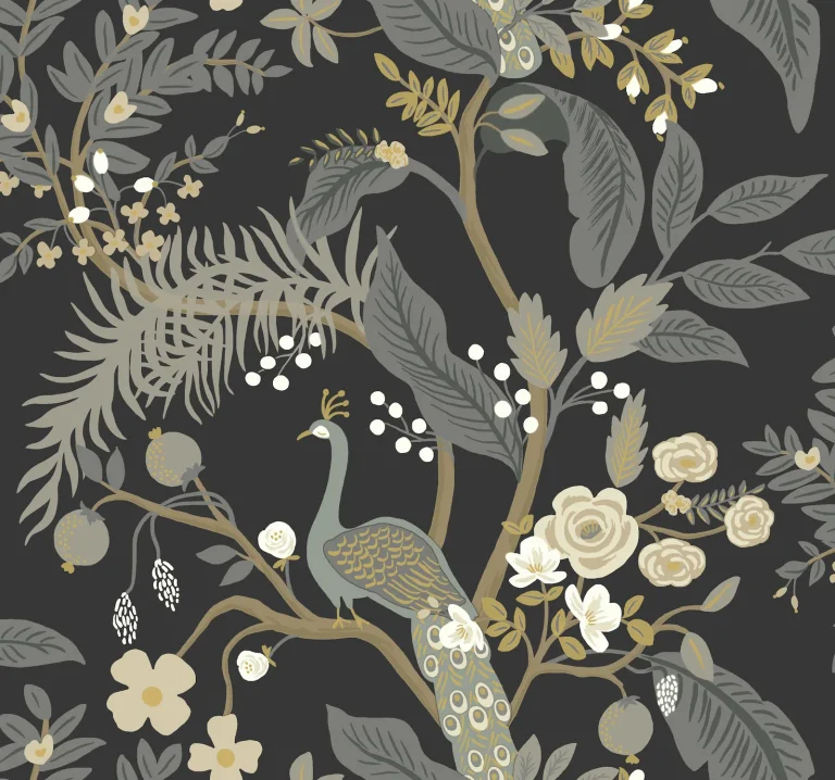 Rifle Paper Co. Peacock Wallpaper - Black — Ảnh 3
