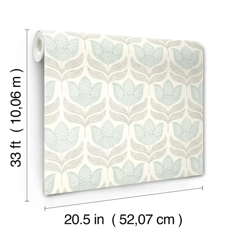 Chesapeake Cathal Tulip Block Print Wallpaper - Aqua — Ảnh 3