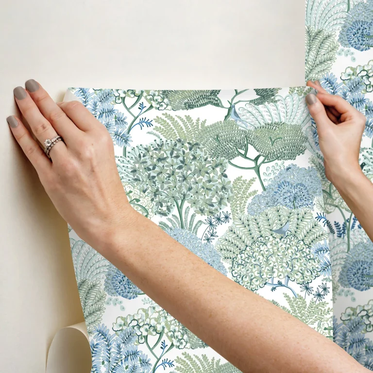 Everbloom Forest Botanical Peel and Stick Wallpaper - Forest Green — Ảnh 4
