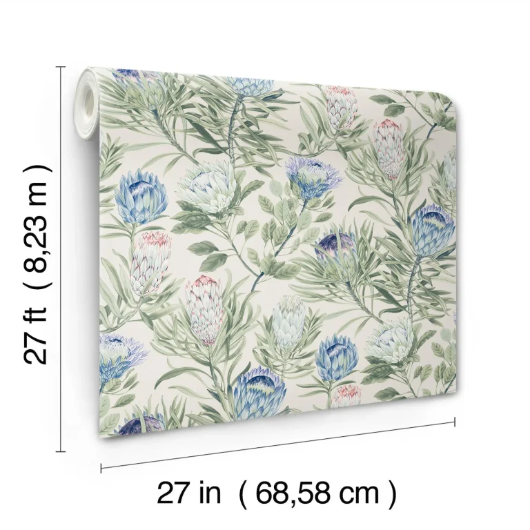 Protea Wallpaper - Cream/Blue — Ảnh 8