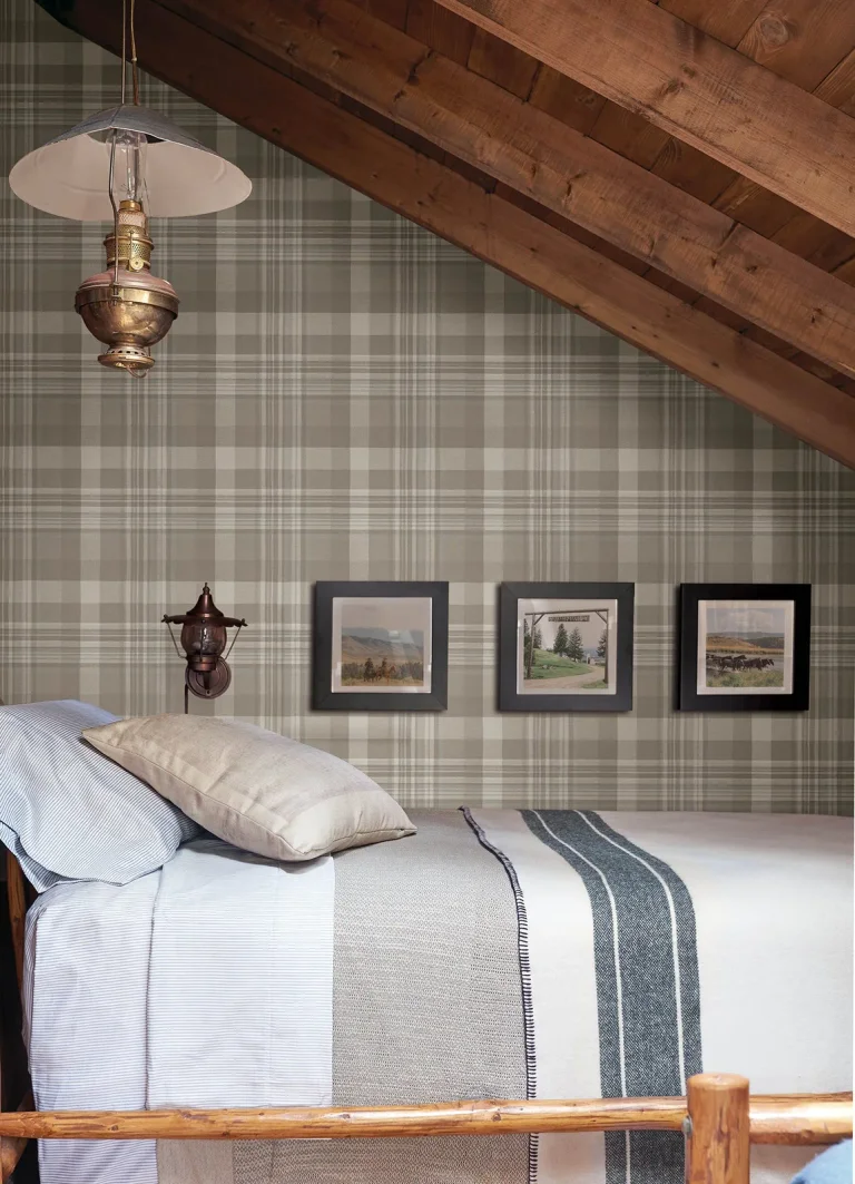 Chesapeake Dutton Plaid Wallpaper - Brown — Image 3