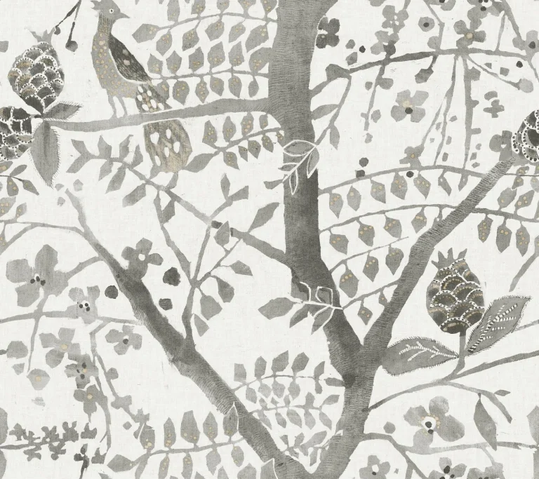 Peacock Block Print Wallpaper - Charcoal — Ảnh 4