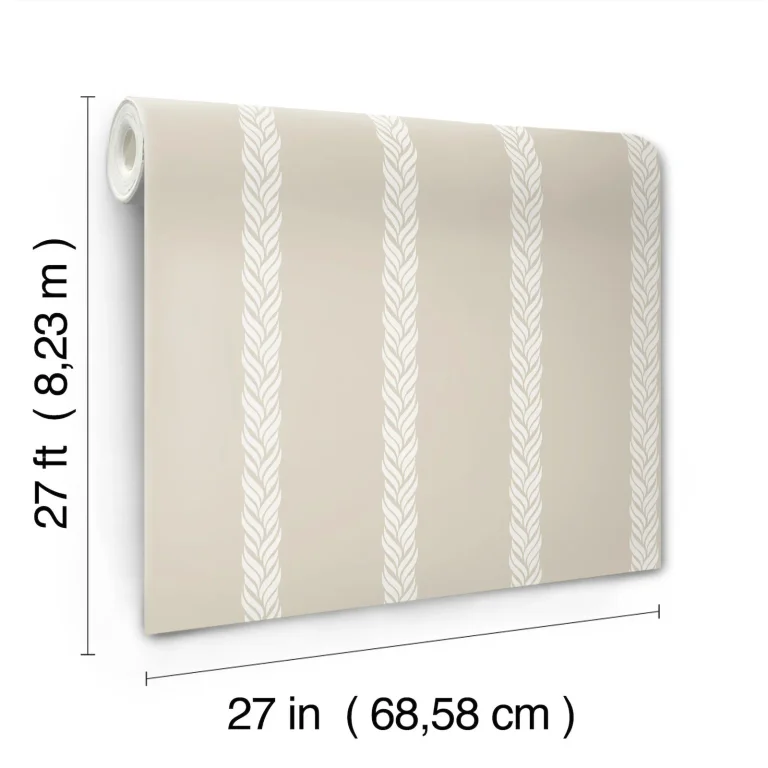 Ronald Redding Braided Stripe Wallpaper - Beige — Image 6