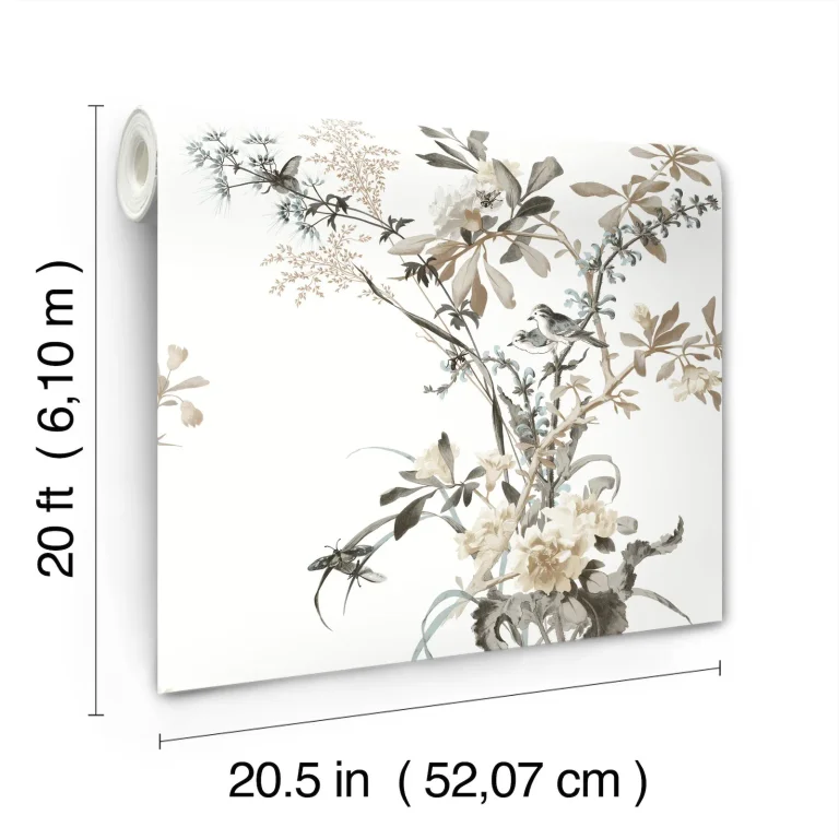 Wild Flowers Peel and Stick Wallpaper - Neutral & Jade — Ảnh 2