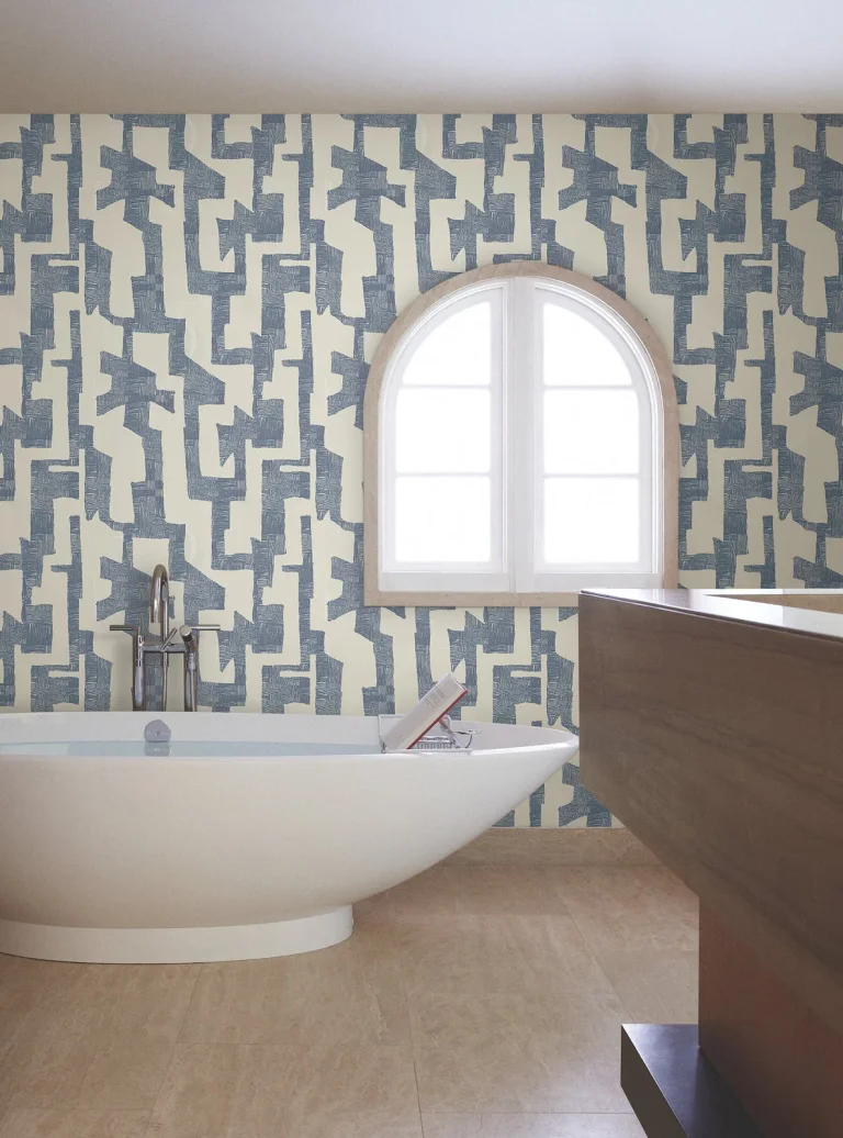 Modern Tribal Wallpaper - Almond/Navy — Ảnh 3