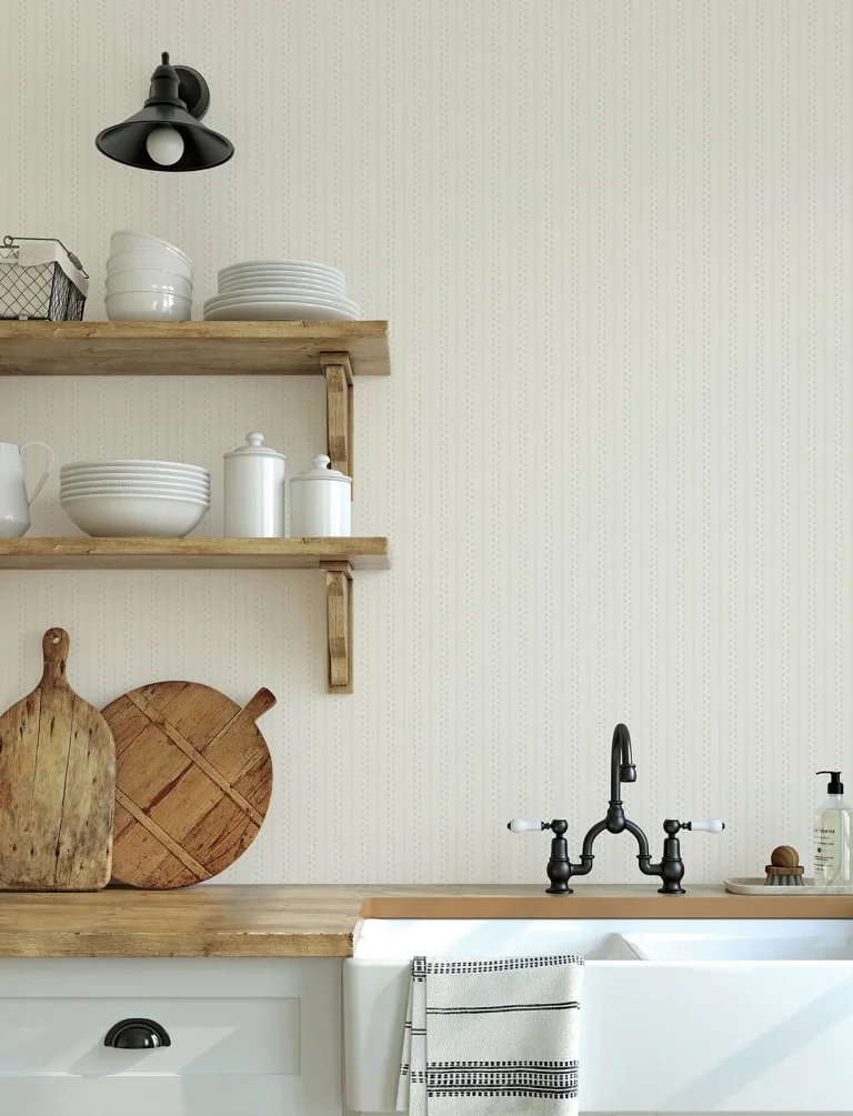 Chesapeake Curtis Embellished Stripe Wallpaper - Beige — Ảnh 4