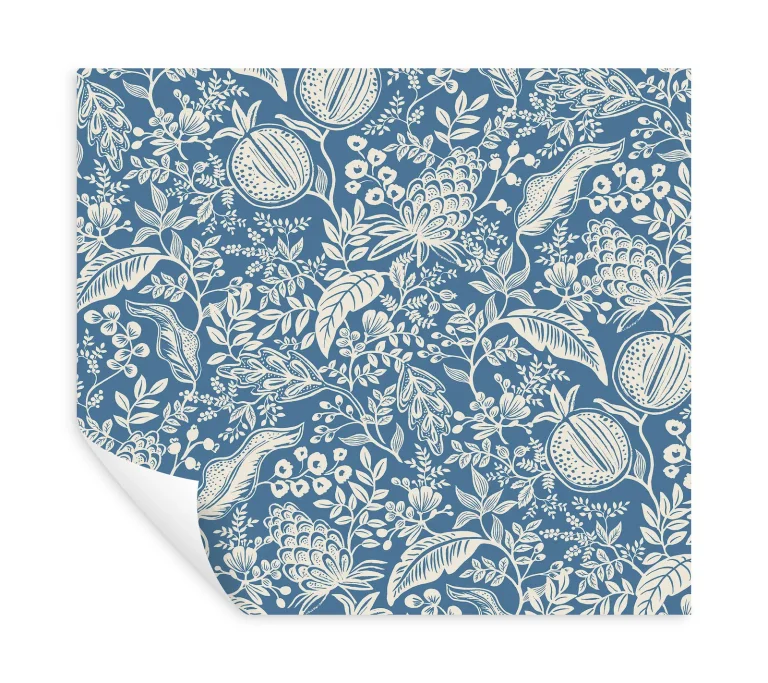 Rifle Paper Co. Pomegranate Peel and Stick Wallpaper - Blue & Ivory — Ảnh 6