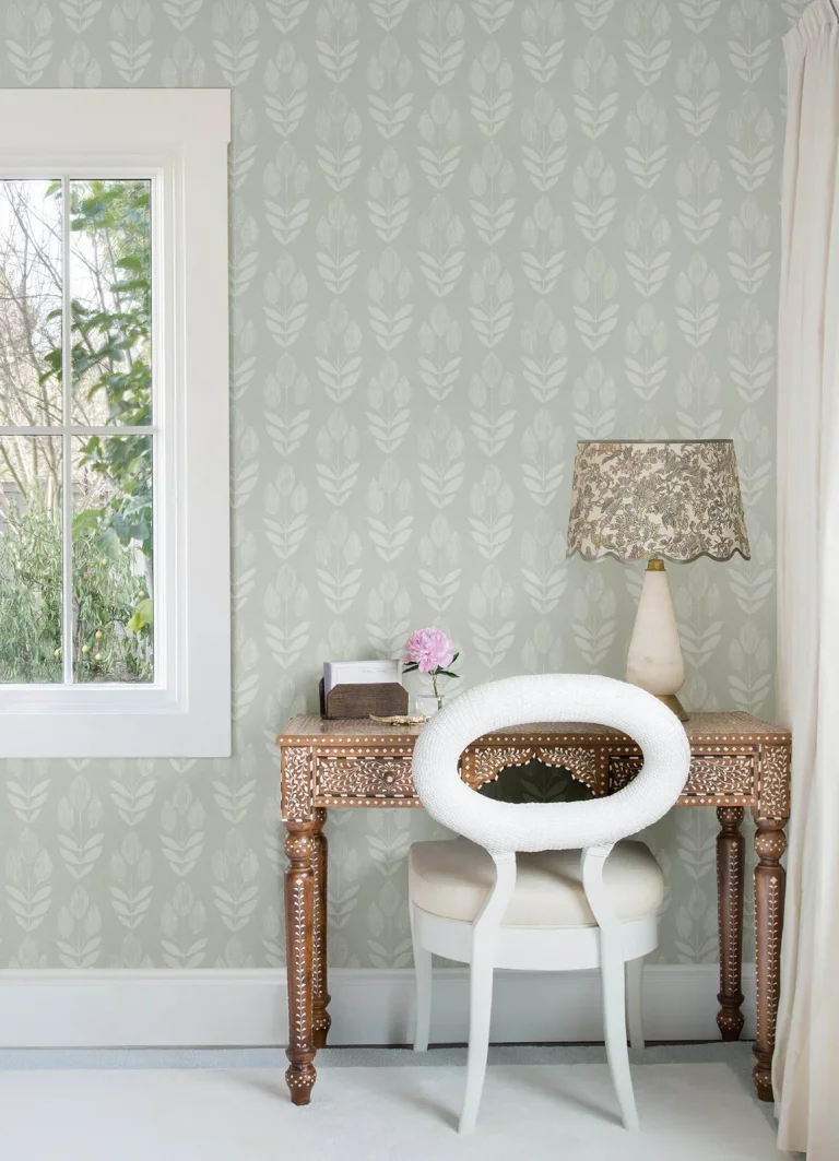 Chesapeake Garland Block Tulip Wallpaper - Aqua — Image 5