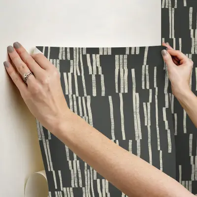 Nikki Chu Koso Peel and Stick Wallpaper - Black & Taupe