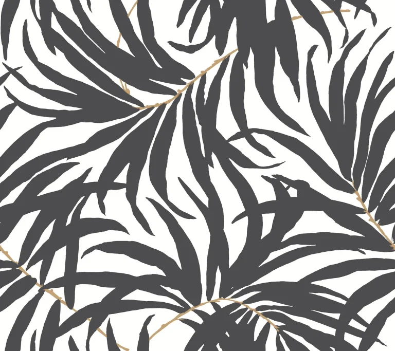 Bali Leaves Peel and Stick Wallpaper - Black — Ảnh 2