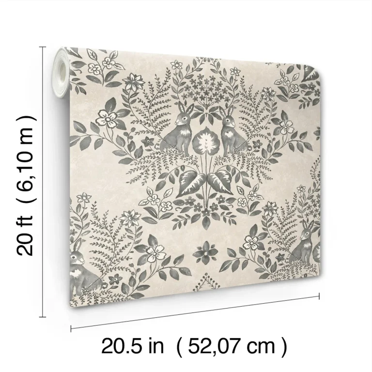Erin & Ben Cottontail Toile Peel and Stick Wallpaper - Linen/Charcoal — Ảnh 8