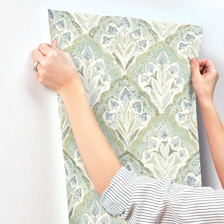 Chesapeake Mimir Quilted Damask Wallpaper - Aquamarine — Ảnh 7