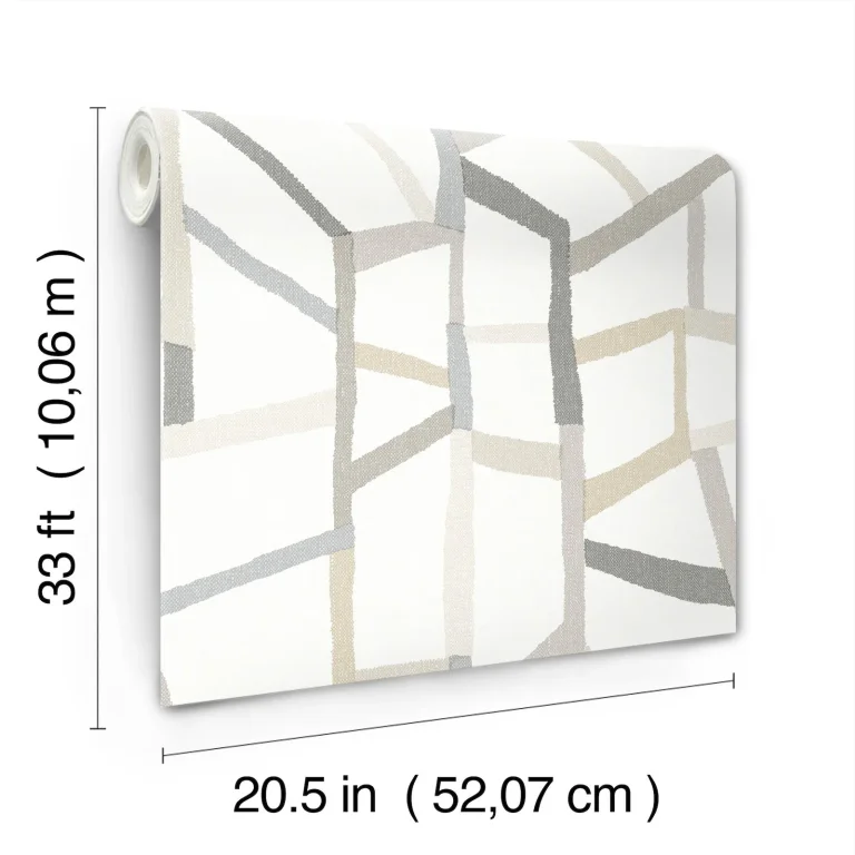 Tate Geometric Linen Wallpaper - Grey — Ảnh 3