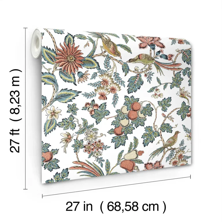 Parterre Jacobean Wallpaper - Coral — Image 3