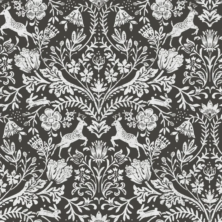 Chesapeake Forest Dance Damask Wallpaper - Charcoal — Ảnh 4