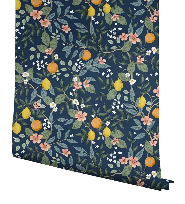 Rifle Paper Co. Citrus Grove Peel and Stick Wallpaper - Navy — Ảnh 5