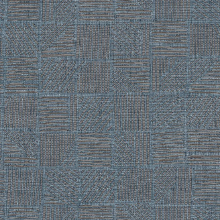 Chiseled Patchwork Faux Fabric Wallpaper - Sapphire — Ảnh 3