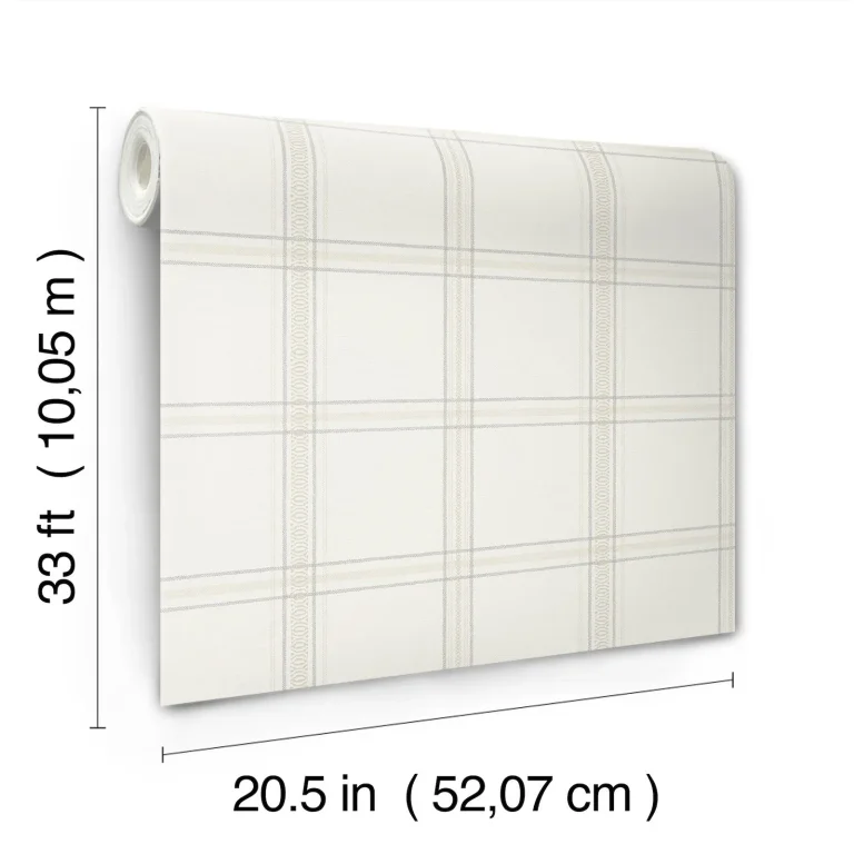 Chesapeake Auberge Plaid Wallpaper - White and Cream — Ảnh 4