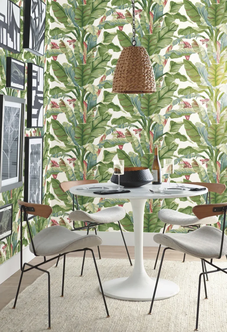 Banana Leaf Peel and Stick Wallpaper - White/Green — Ảnh 5