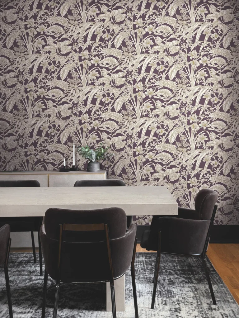 Orchid Conservatory Toile Wallpaper - Mulberry — Ảnh 4