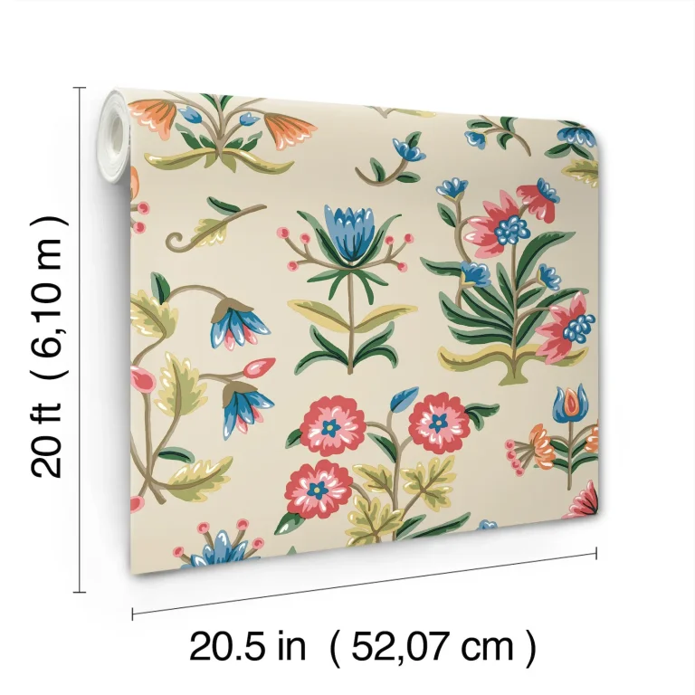 Erin & Ben Heirloom Floral Peel and Stick Wallpaper - Taupe/Multi — Ảnh 6