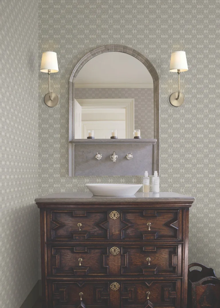 Ronald Redding Radcliffe Diamond Motif Wallpaper - Grey — Ảnh 3