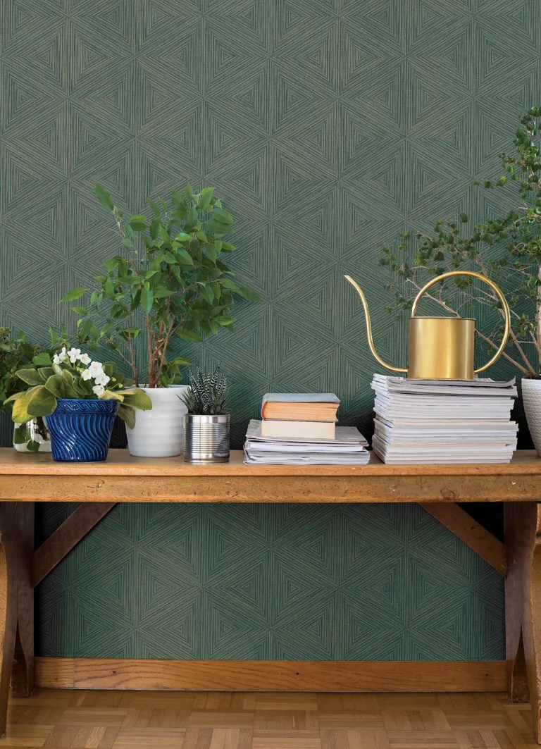 Anara Geo Faux Grasscloth Wallpaper - Teal — Ảnh 6