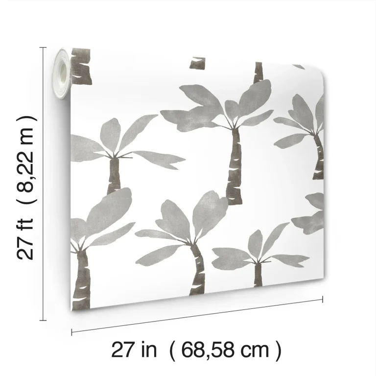 Painted Oasis Wallpaper - Carbon & Graphite — Ảnh 2