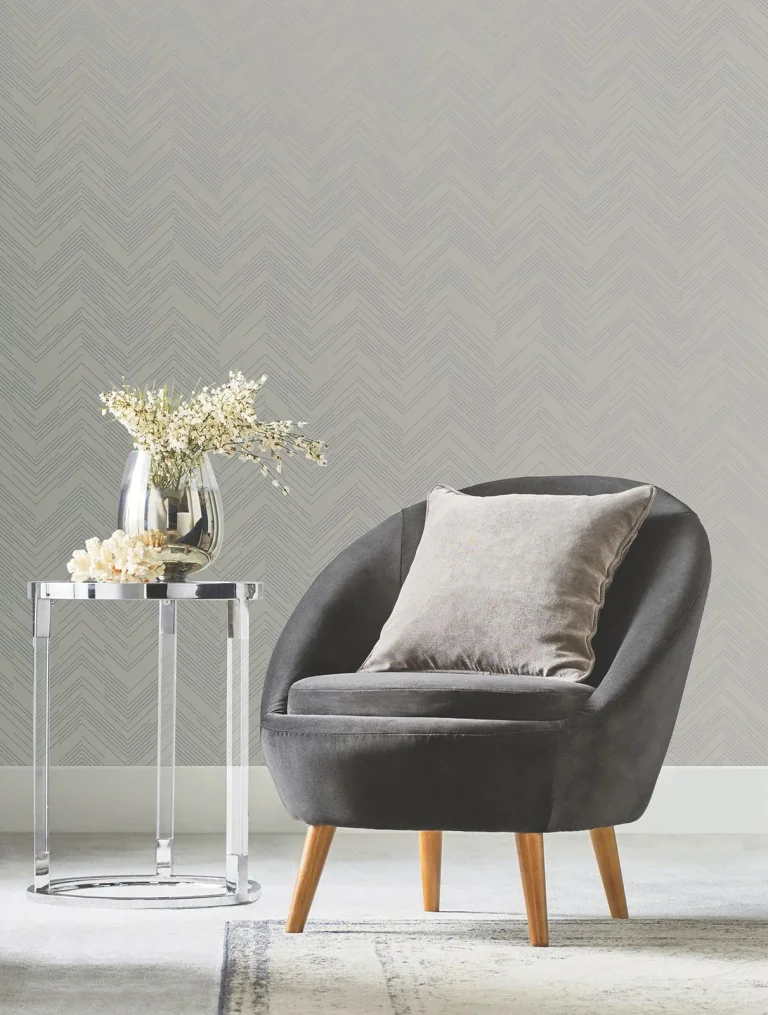 Polished Chevron Wallpaper - Taupe/Silver — Ảnh 4