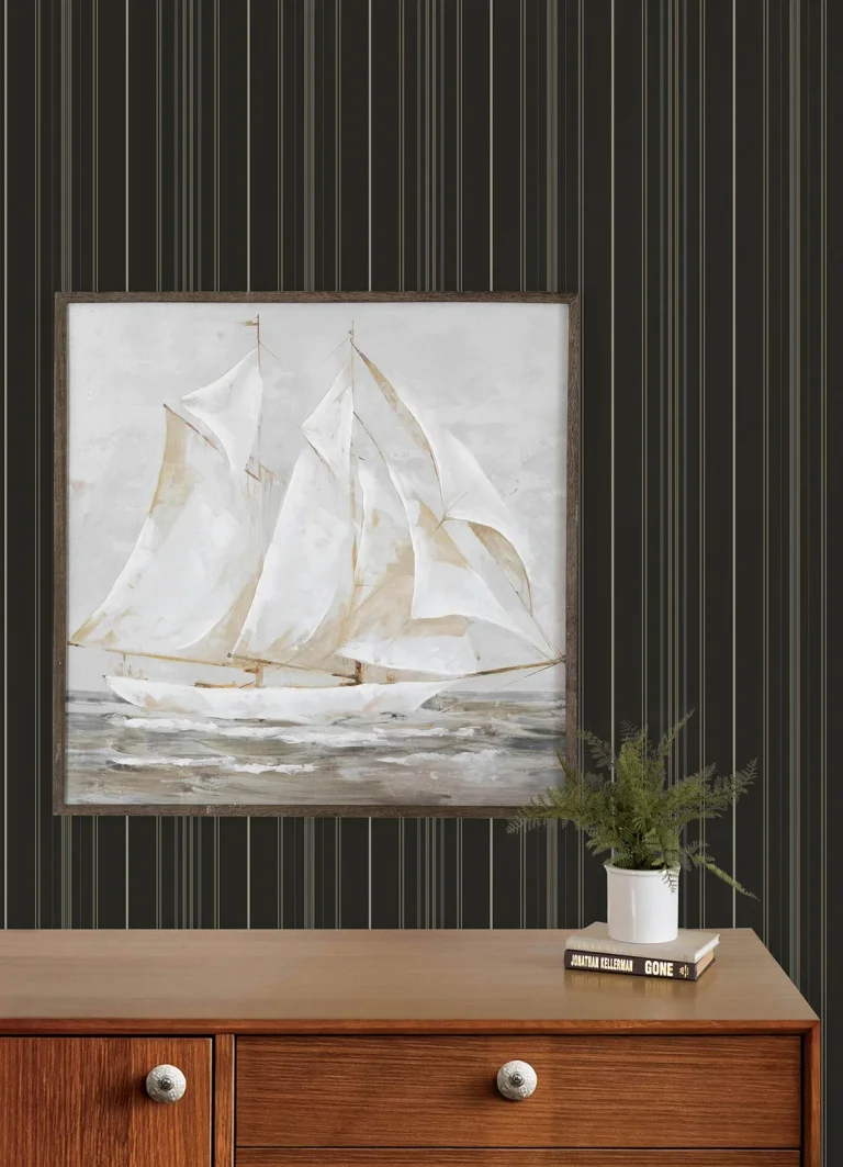Chesapeake Lascelle Modern Pinstripe Wallpaper - Black — Ảnh 7