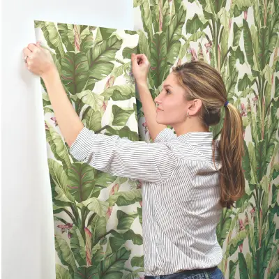 Banana Leaf Wallpaper - Pearl/Brights