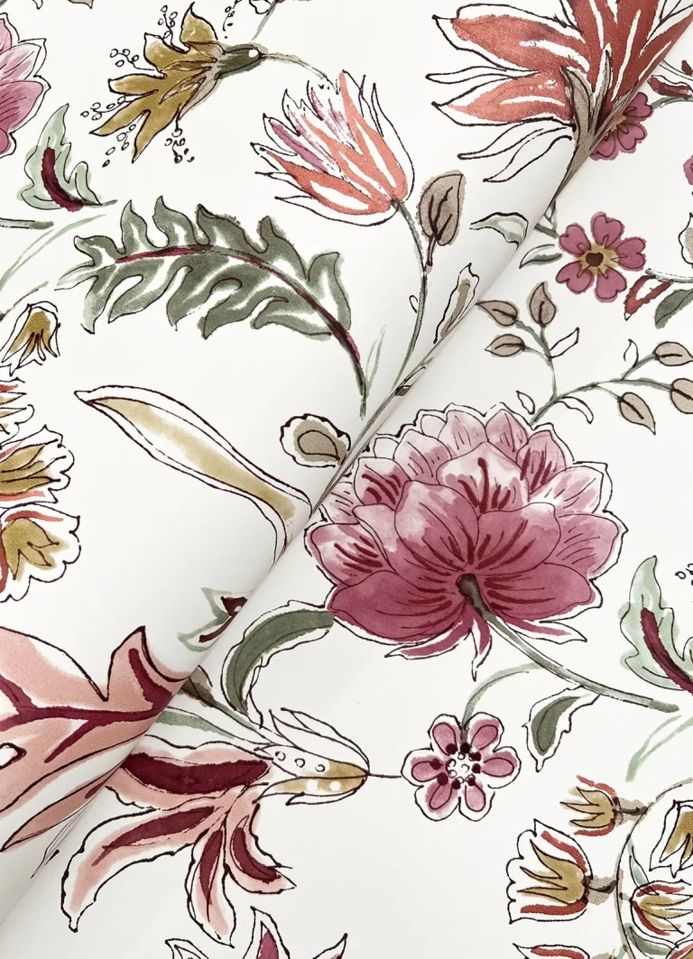 Teonna Floral Stripe Wallpaper - Raspberry — Ảnh 3