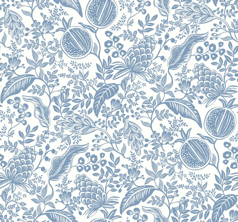 Rifle Paper Co. Pomegranate Wallpaper - White & Blue — Ảnh 2