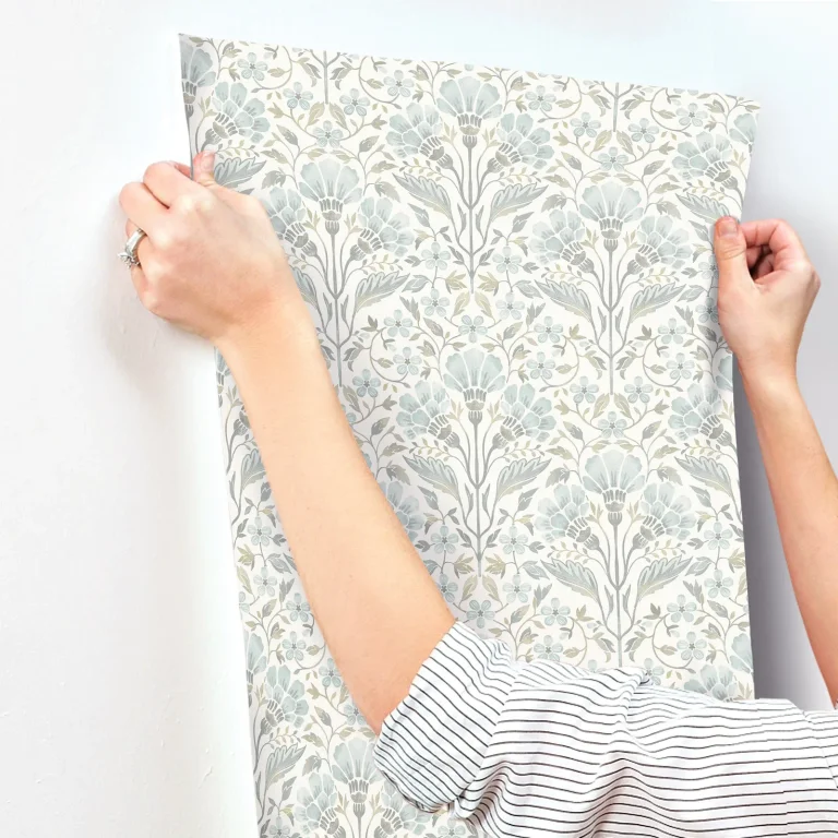 Chesapeake Edith Floral Damask Wallpaper - Light Blue — Image 8