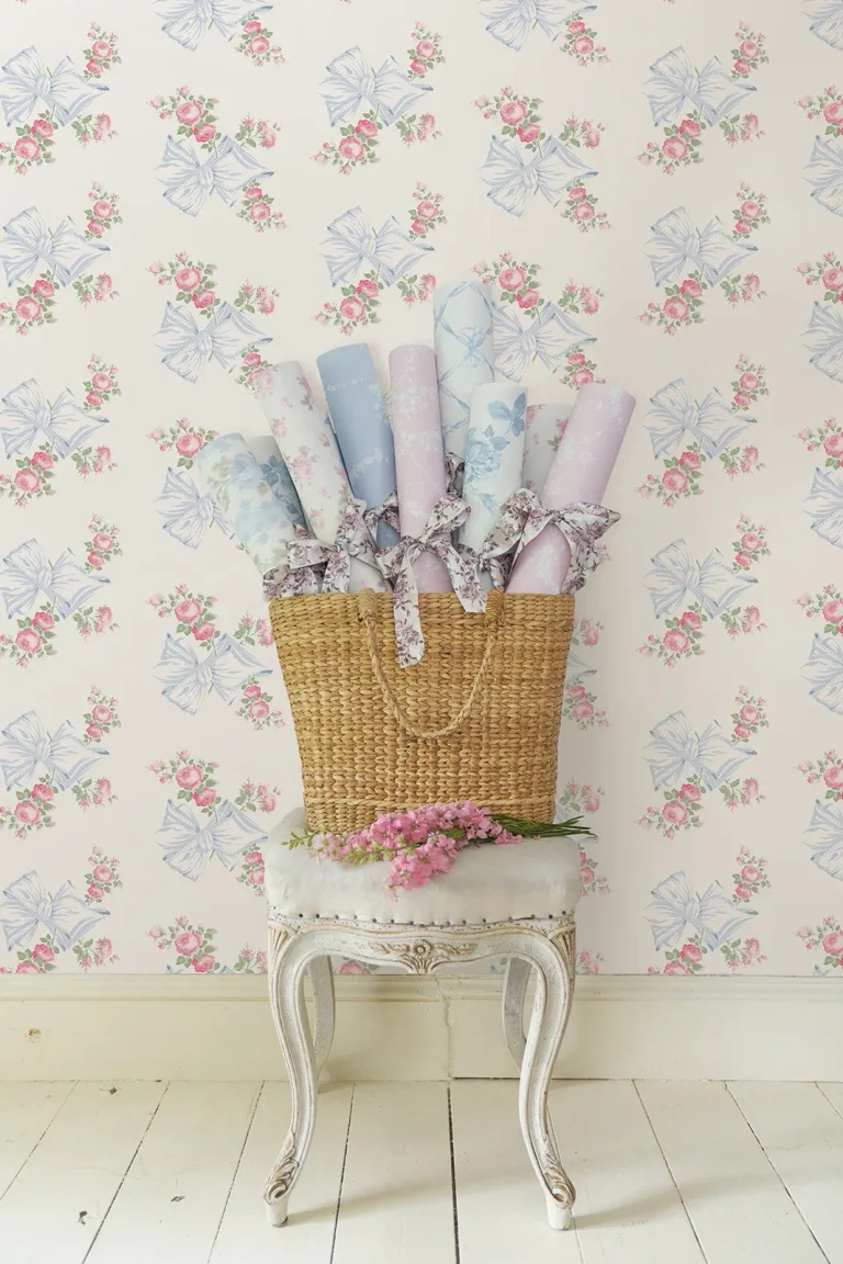 LoveShackFancy Rosa Beaux Large Bow Spot Wallpaper - Light Blue — Ảnh 3