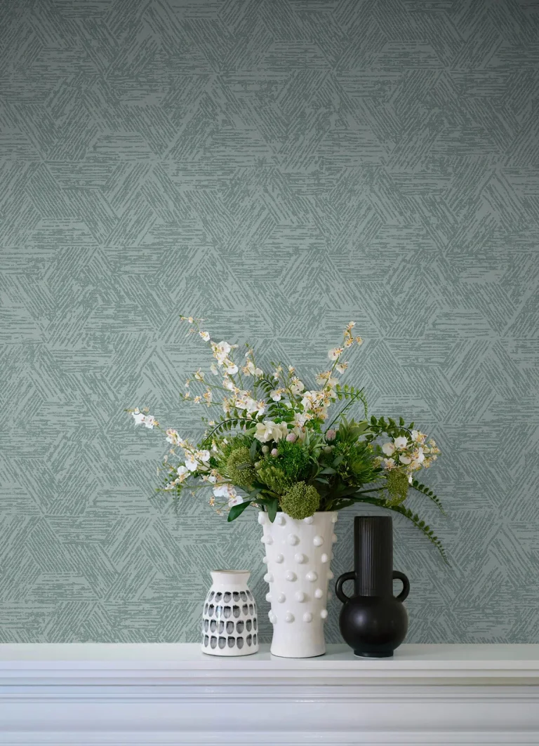 Retreat Quilted Geometric Wallpaper - Denim — Ảnh 2